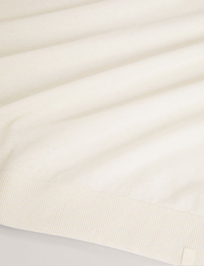 Ted Baker YAEN Rolled Edge Linen Blend Crew Neck Jumper WHITE