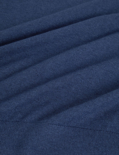 Ted Baker YAEN Rolled Edge Linen Blend Crew Neck Jumper MID NAVY