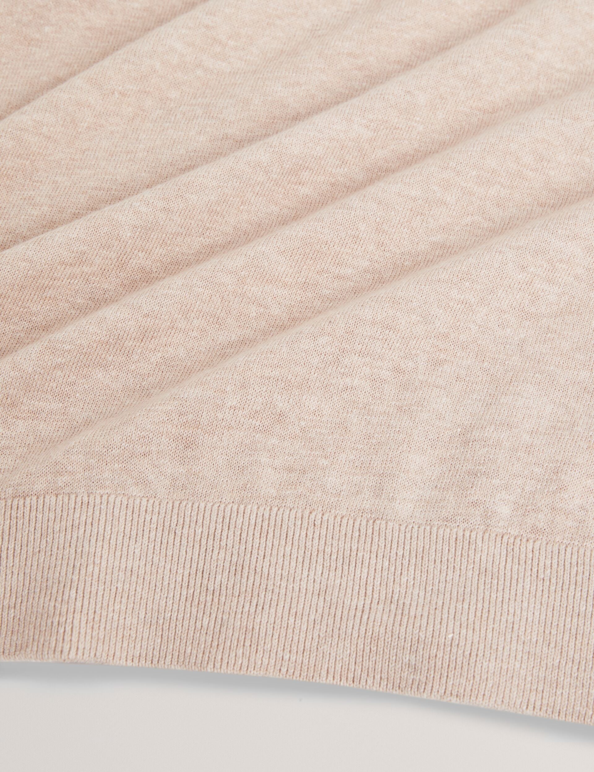 Ted Baker YAEN Rolled Edge Linen Blend Crew Neck Jumper TAUPE
