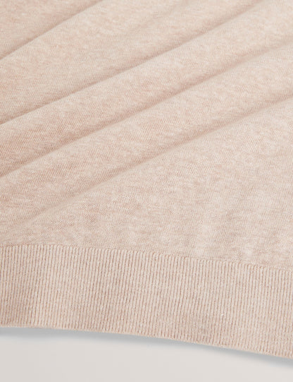 Ted Baker YAEN Rolled Edge Linen Blend Crew Neck Jumper TAUPE