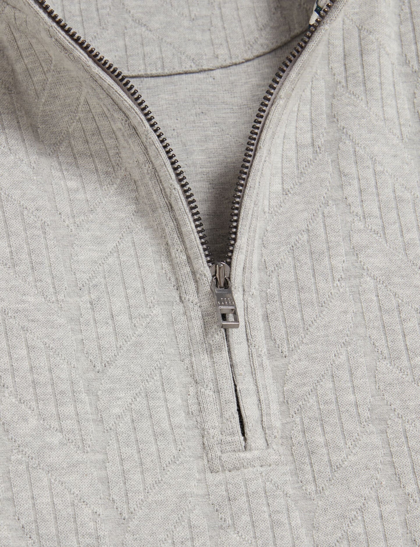 Ted Baker DOUGLES Cable Texture Zip-Neck Sweatshirt LIGHT GREY