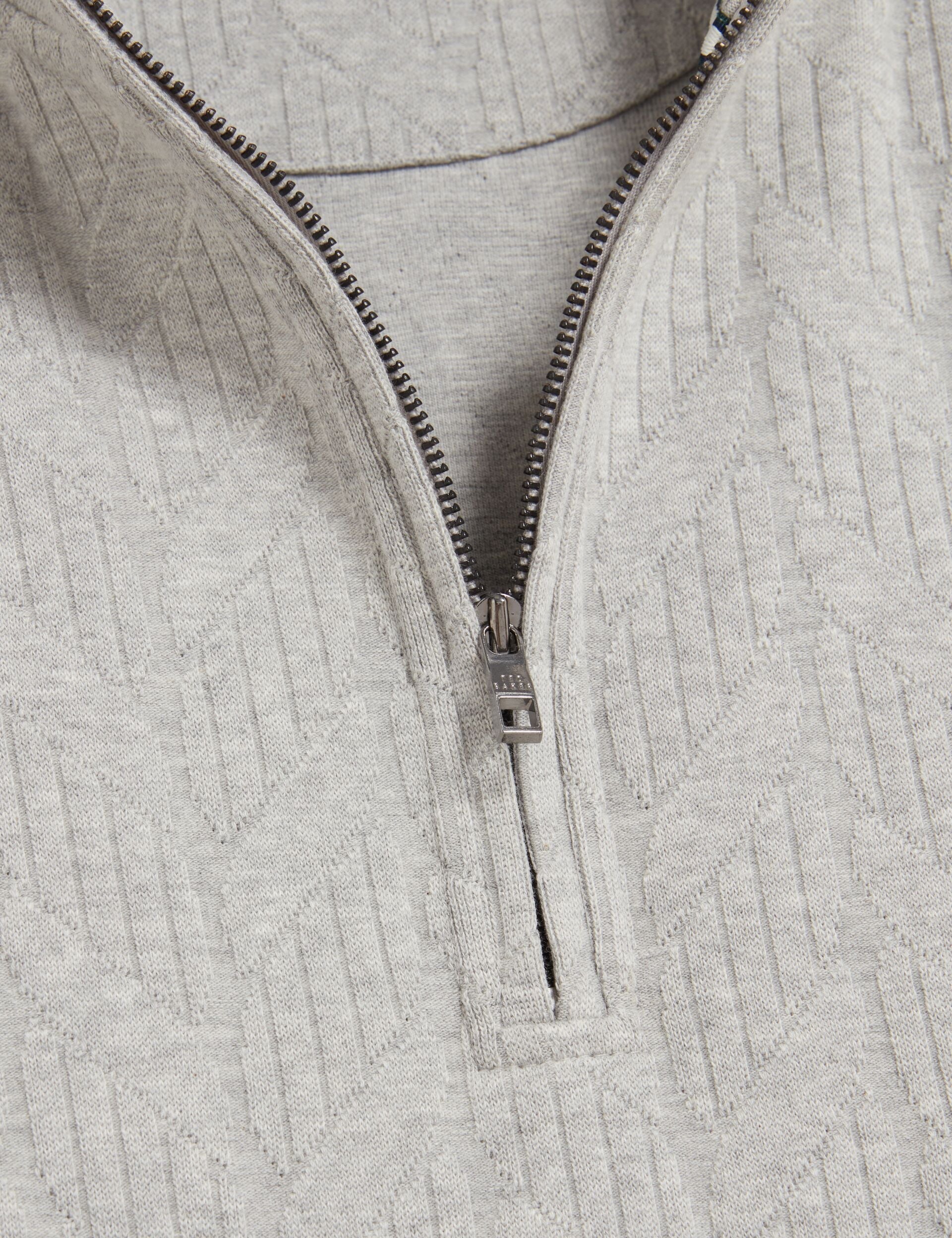 Ted Baker DOUGLES Cable Texture Zip-Neck Sweatshirt LIGHT GREY