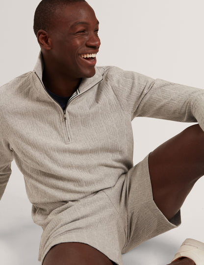 Ted Baker DOUGLES Cable Texture Zip-Neck Sweatshirt LIGHT GREY