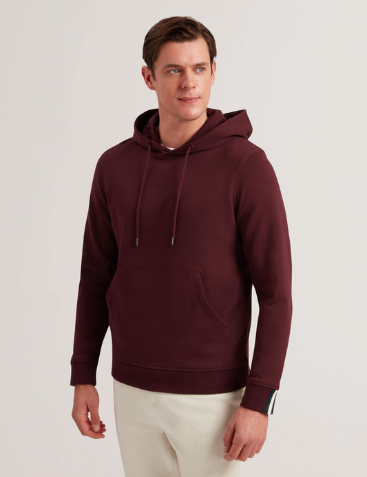 Ted Baker DROTOW - Logo Detail Cotton Blend Hoodie MAROON