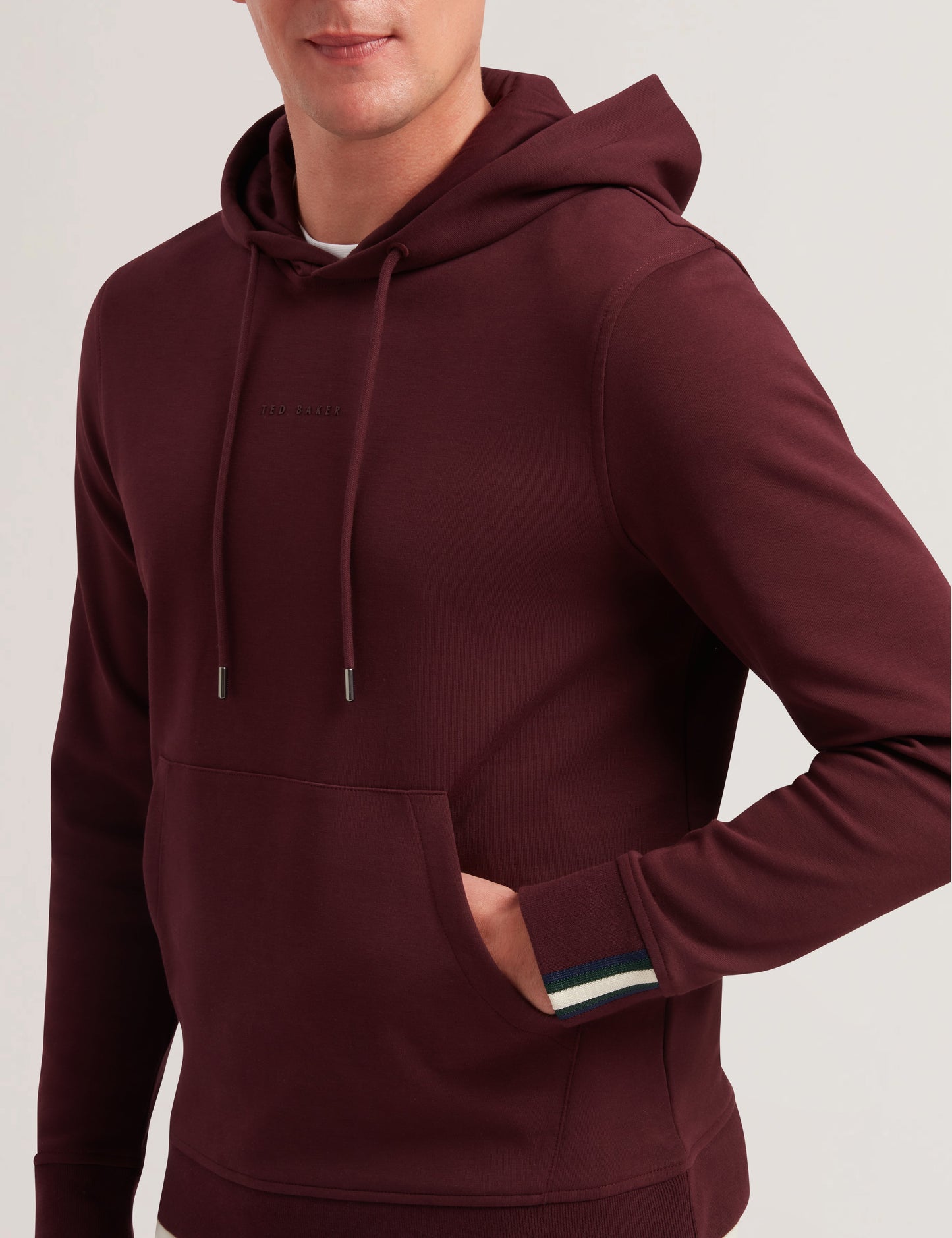 Ted Baker DROTOW - Logo Detail Cotton Blend Hoodie MAROON
