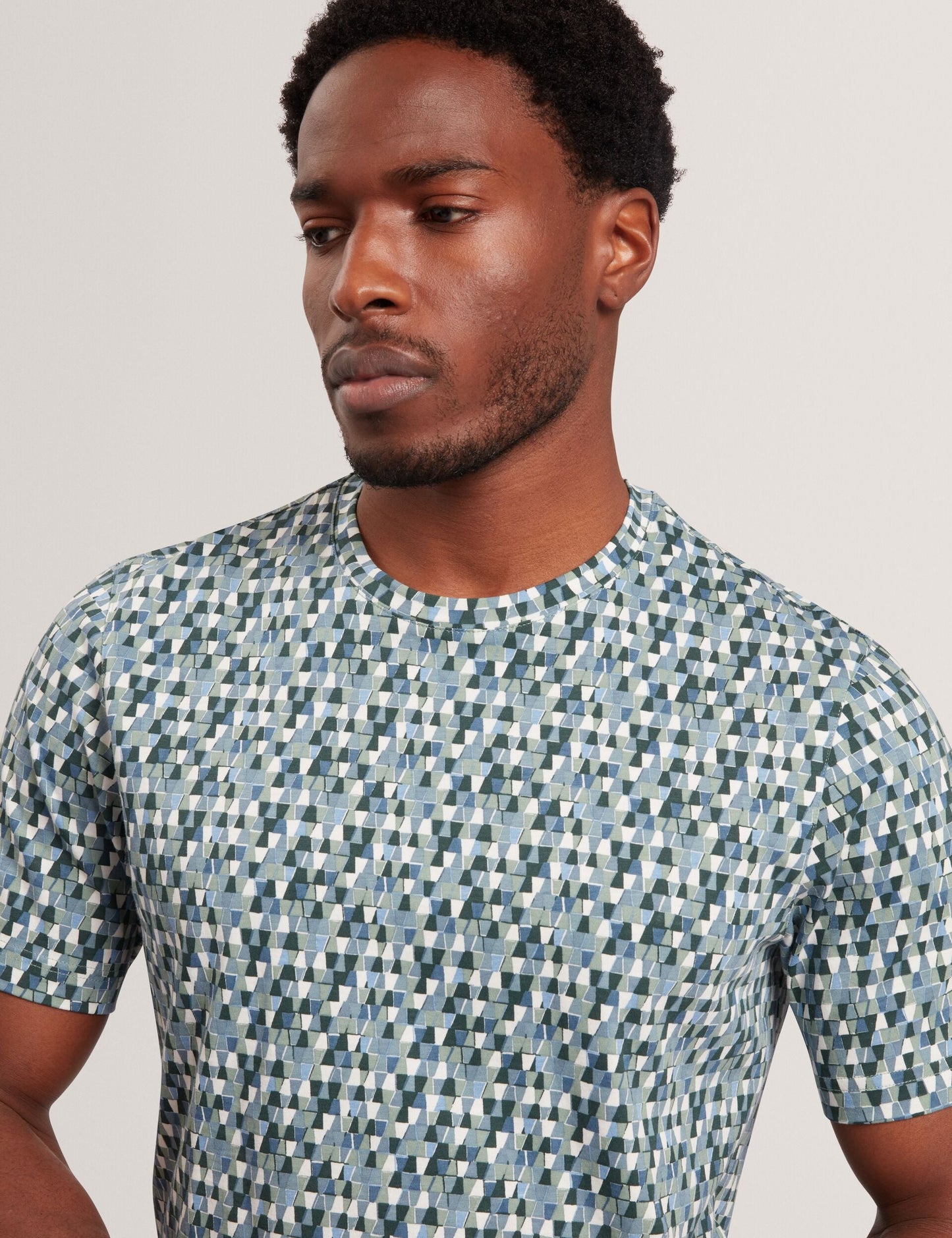 Ted Baker MASYAFA Mosaic Print Cotton Crew Neck T-Shirt TEAL BLUE