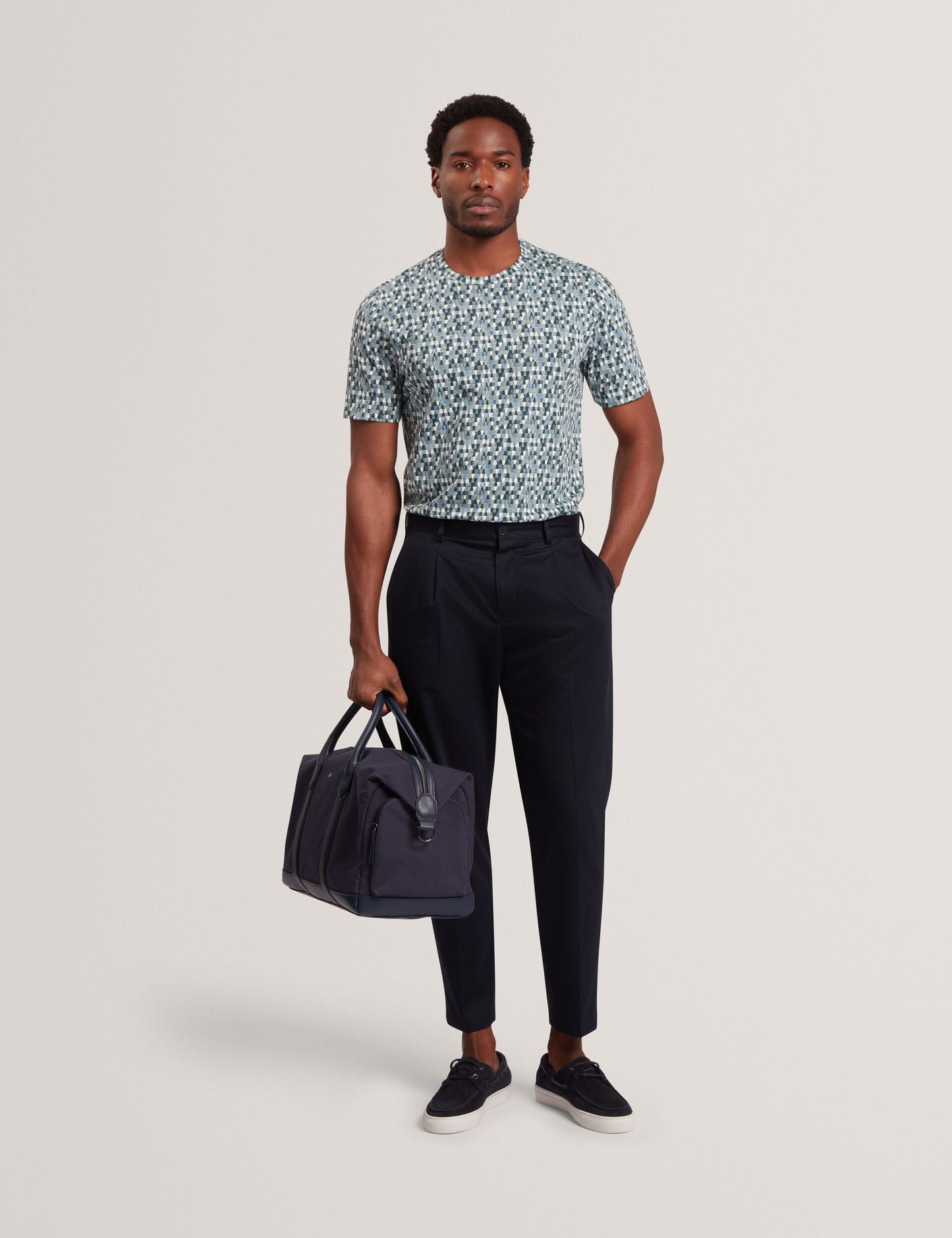 Ted Baker MASYAFA Mosaic Print Cotton Crew Neck T-Shirt TEAL BLUE