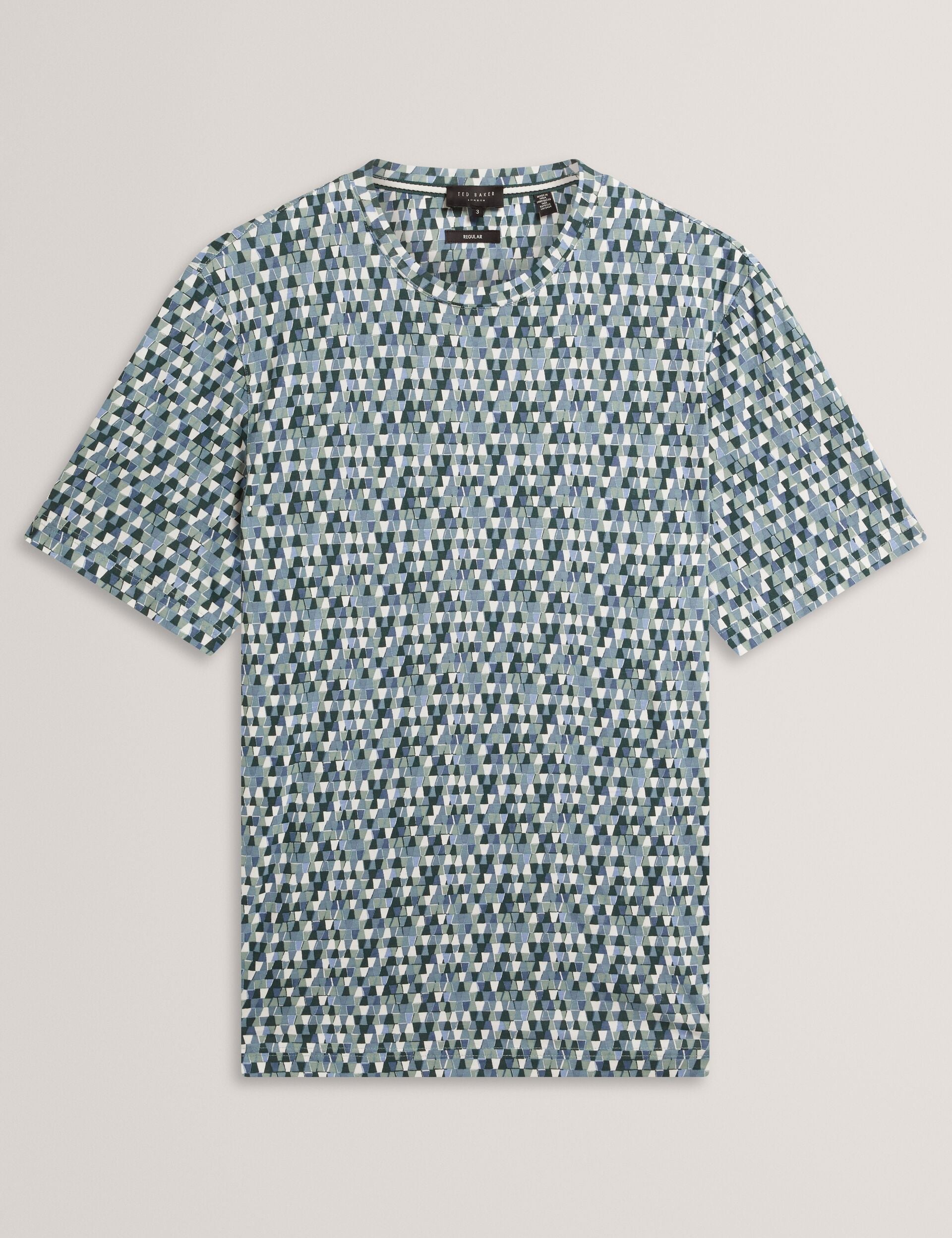 Ted Baker MASYAFA Mosaic Print Cotton Crew Neck T-Shirt TEAL BLUE